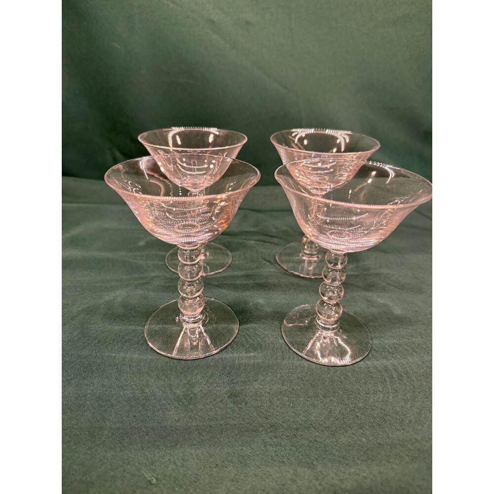 Imperial Candlewick Clear Champagne Coupe Glasses Set Of 4 Vintage Cocktail